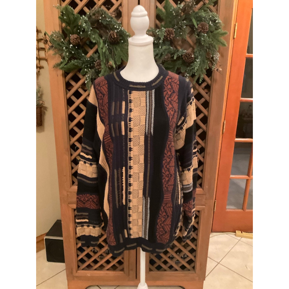 Vintage Protege Collection Sweater Coogi-Style 3D Textured Biggie Size Large